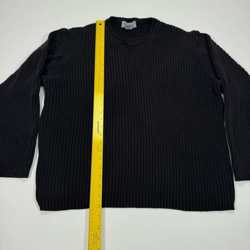 Eddie Bauer Sweater Ribbed Knit Mens L Charcoal Black Long Sleeve Pullover